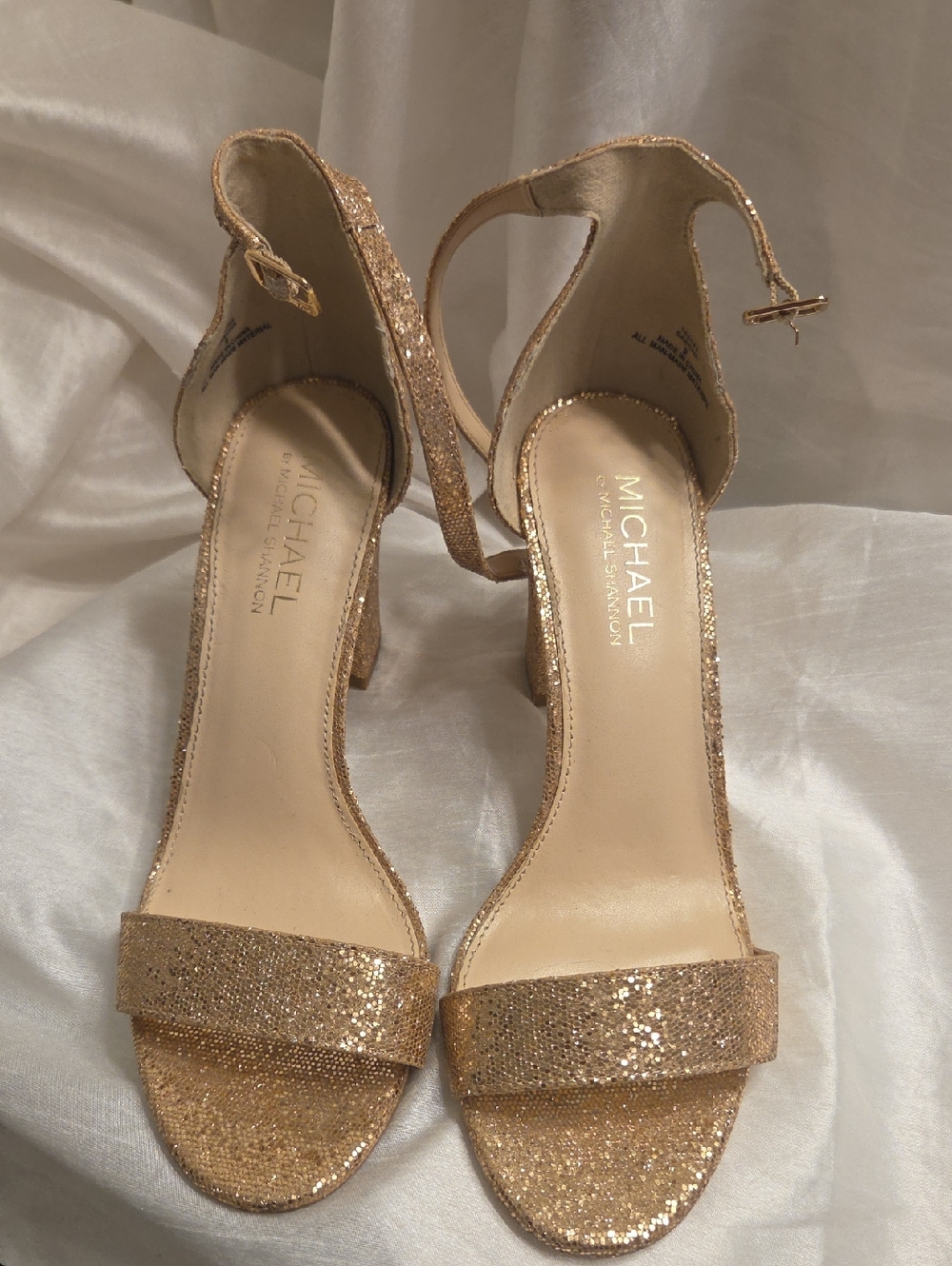 Michael Gold Glitter Ankle-Strap Heels